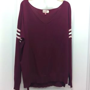 Burgundy striped sleeve sweater